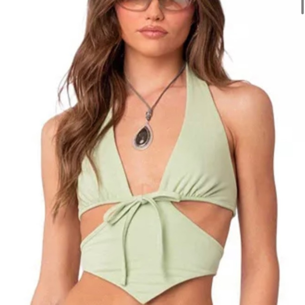 edikted cady green cutout top